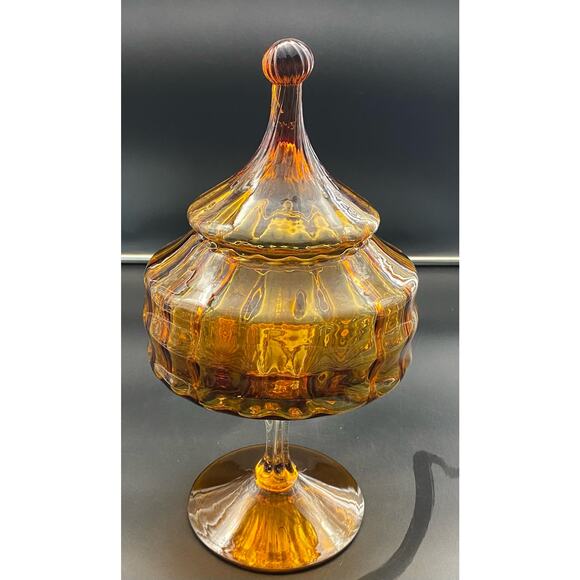 HONEY AMBER EMPOLI GLASS APOTHECARY CANDY JAR - Picture 1 of 7